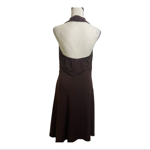 Torrid womens halter faux wrap dress. Gold dot trim. Size 12. Brown drop… - Picture 6 of 12